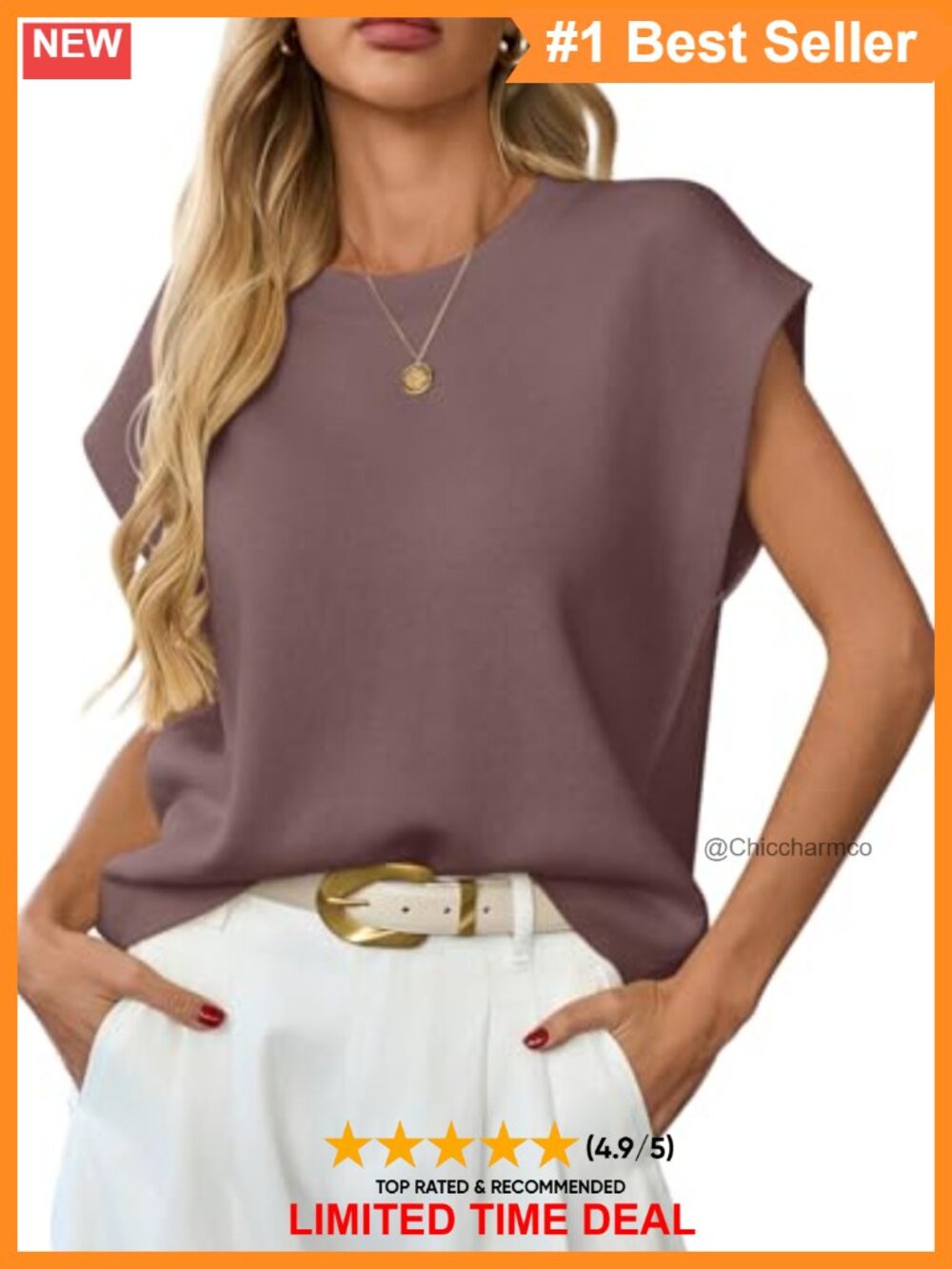 Womens Sweater Vest Cap Sleeve Crewneck Knit Business Casual Top